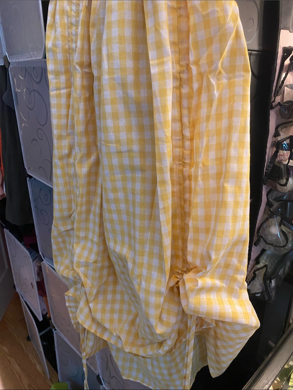 NWOT, beautiful yellow Gingham Midi Skirt with 2 ties on sides. - Picture 2 of 4